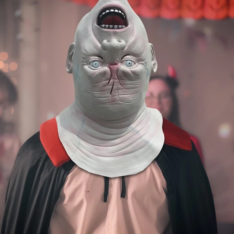 Latex Alien Mask Realistic - リアルなラテックス製の恐ろしい巨大なくちばしのあるモンスターのマスク、淡い色のしわのあるエイリアンの生き物のフルヘッドマスク、ホラーのテーマに最適です。