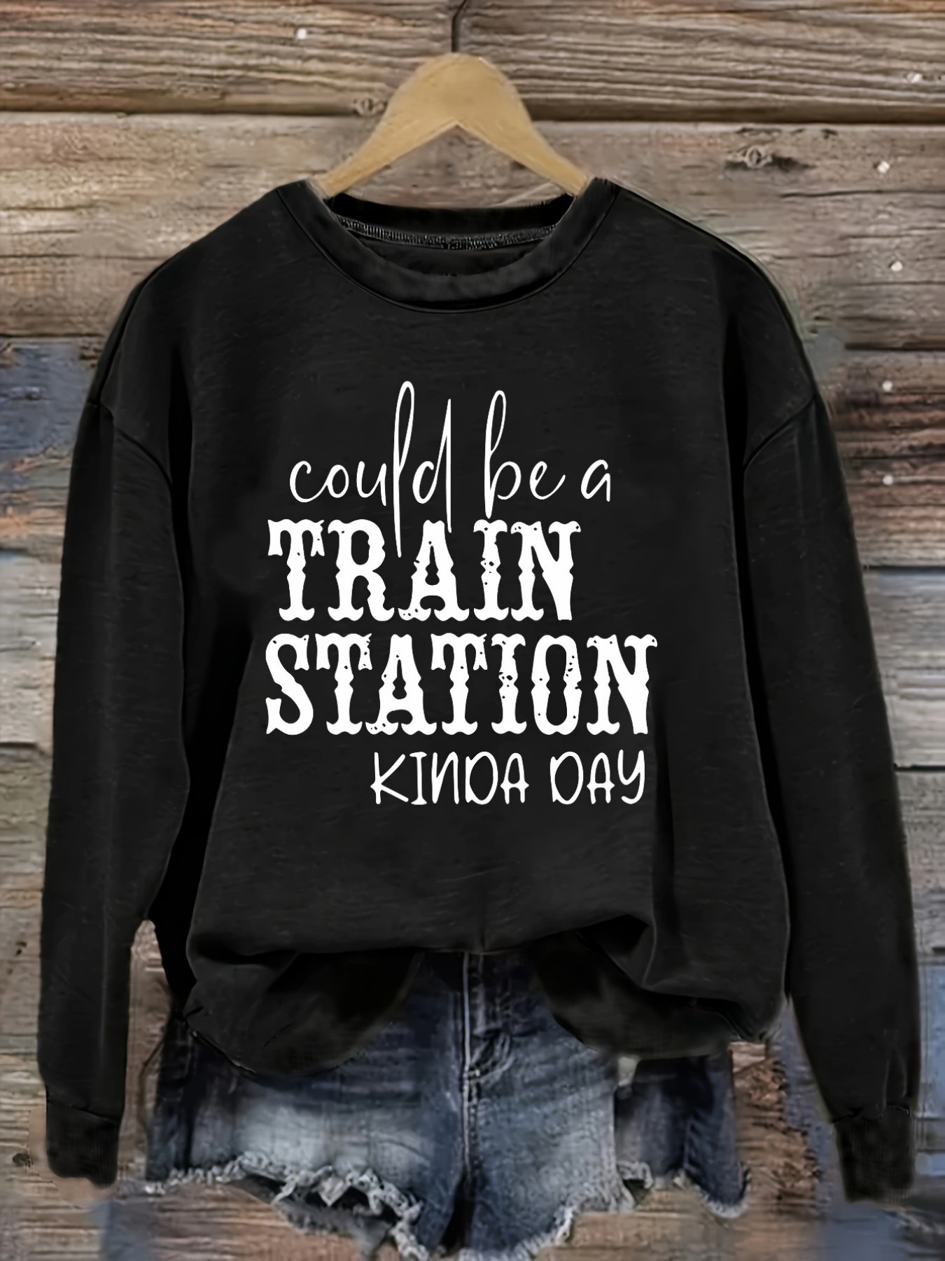 Costumes - レディースカジュアル長袖クルーネックTシャツ、駅構内の風景をイメージしたデザイン、ラウンドネックの婦人服、洗濯機で洗える、やや伸縮性あり、ゆったりフィット、春・秋・冬用レディースTシャツ、ハロウィンコスチューム衣装