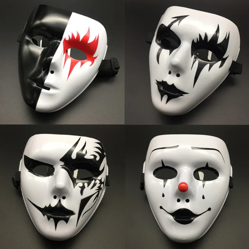 Led Purge Mask Halloween - ハロウィン小道具マスカレードパフォーマンスフルフェイスマスク手描きホワイトストリートダンス大人用アイマスクデスピエロブラックゴールド