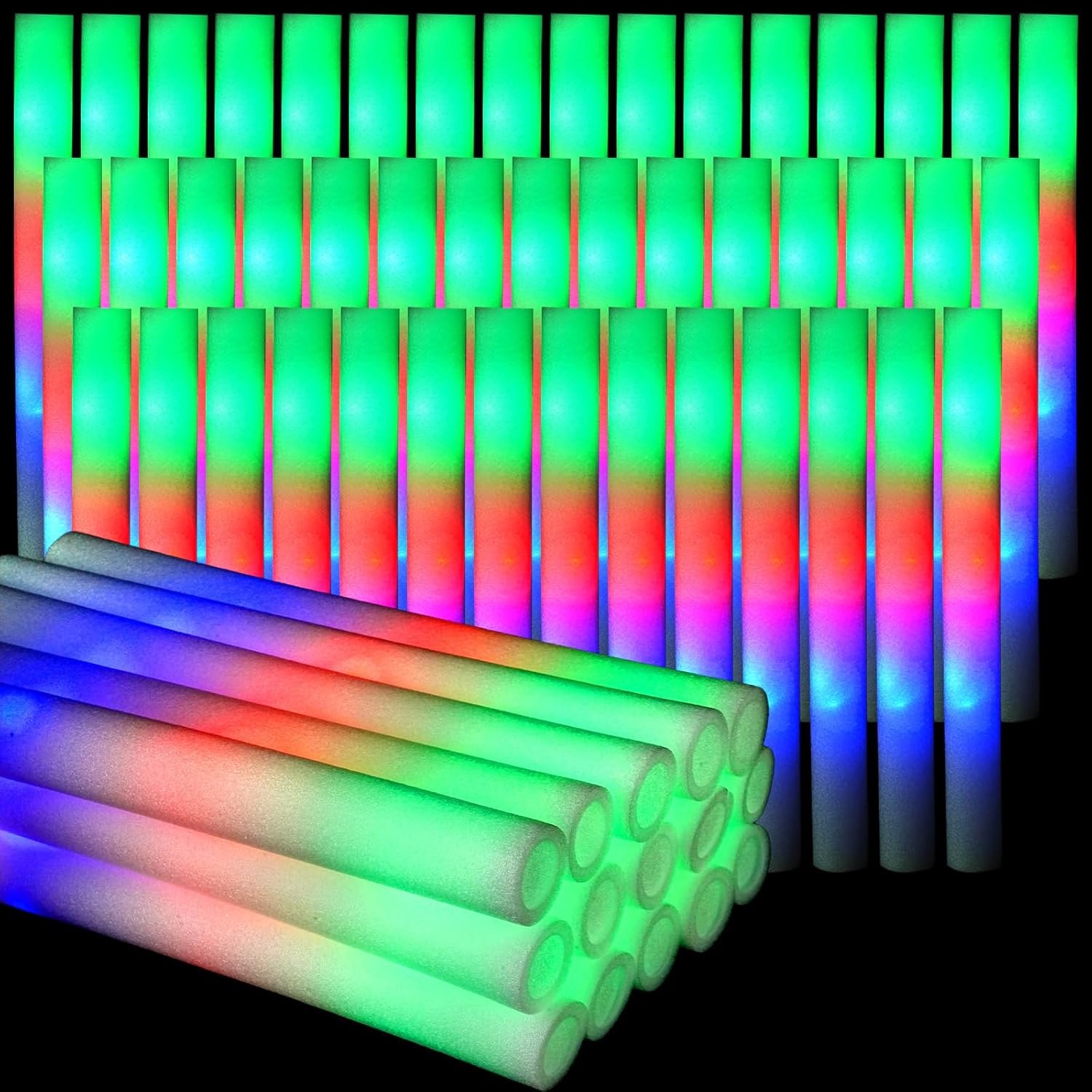 Flashing Led Foam Sticks Party - 30 個のフォームグロースティック 3 モード付きカラフルな LED 点滅グロースティック暗闇で光るパーティー用品結婚式レイブコンサート用