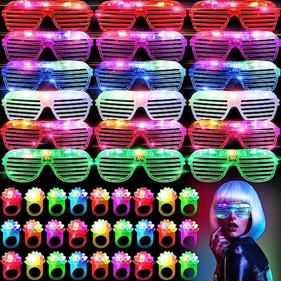 Glow In The Dark Party Glasses - 10-50 個 LED メガネライトアップメガネ 6 ネオンカラー