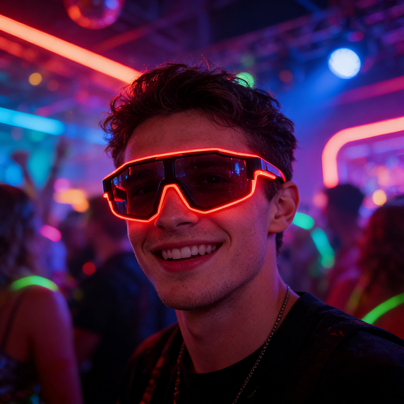 Glow In The Dark Party Glasses - クールな防風LED点滅メガネ、光るアイウェア、夜のパーティー、クラブ、バーの小道具、フェスティバルパーティー用品