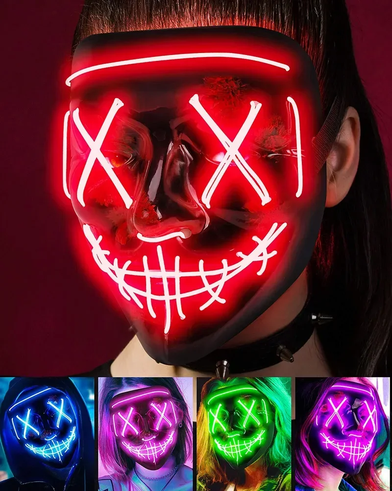 Led Purge Mask Halloween - ワイヤレスバーミュージックフェスティバルネオン浄化マスクカーニバルパーティーマスク暗闇で光るコスプレ衣装供給