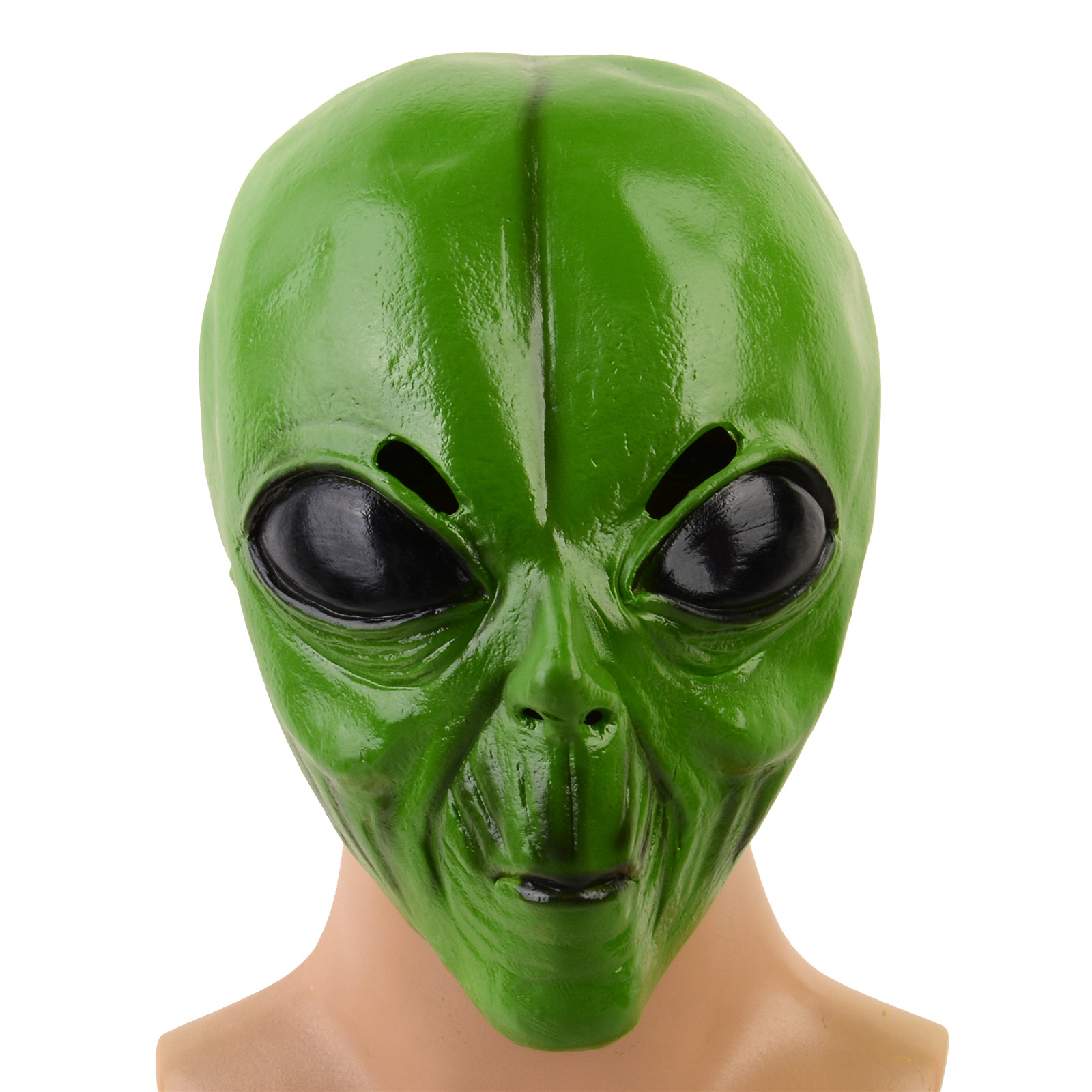 Latex Alien Mask Realistic - リアルなラテックス製グリーンエイリアンヘッドマスク1個、ハロウィン、クリスマスホリデーデコレーション、バーショー、レイブパーティーパフォーマンスコスチューム