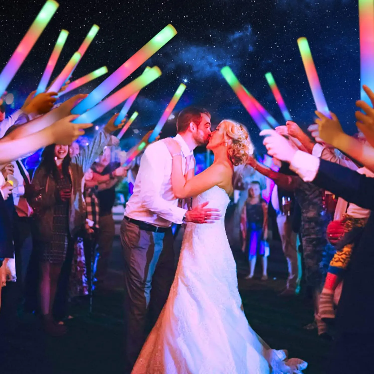 Flashing Led Foam Sticks Party - LEDグローイングスティック、グローフォームスティック、カスタムメイドのパーソナライズされた点滅スティック、ライトアップバトン、ワンド、暗闇で光る、結婚式、パーティー用