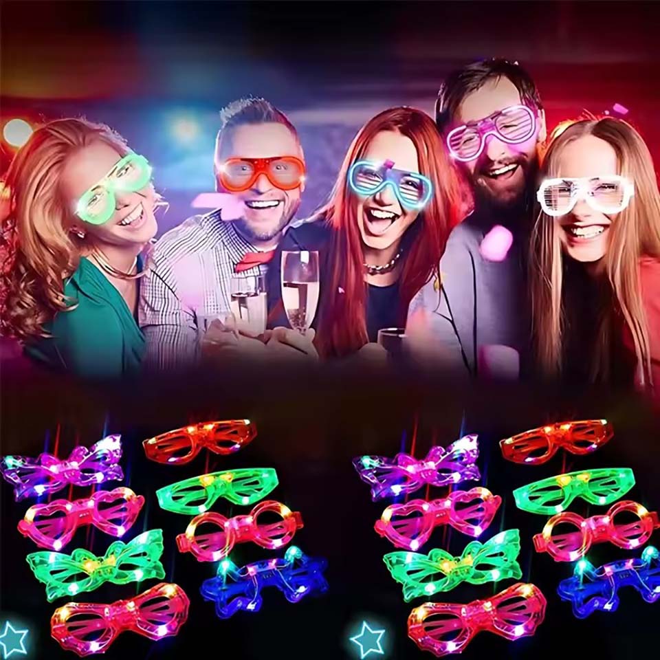 Glow In The Dark Party Glasses - 10/20/30/40/50 個 LED ライトアップメガネ暗闇で光るメガネネオンパーティー用品大人の誕生日パーティーの装飾