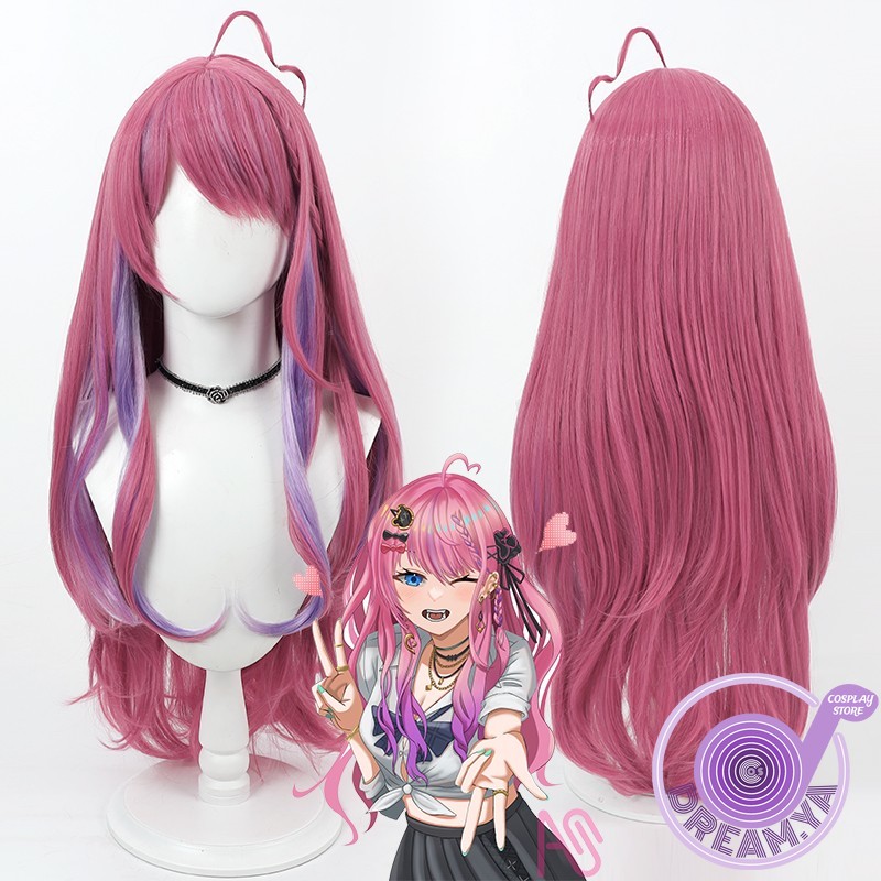 Anime Cosplay Wig Heat Resistant - くらもちめると コスプレウィッグ Vtuber ピンクパープル ロング耐熱人工毛 ハロウィンパーティー