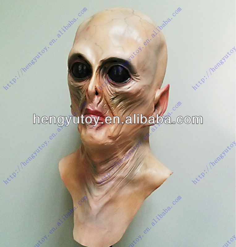 Latex Alien Mask Realistic - デラックスエイリアンマスクリアルなラテックス全頭マスクコスチュームロズウェルUFOハロウィン仮装カーニバルマスク