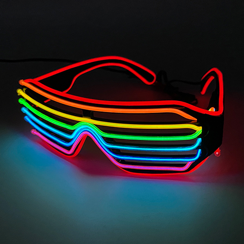 Glow In The Dark Party Glasses - 男性と女性のための明るいメガネ、蛍光LED、ライトアップ、パーティー、クラブアクセサリー、レインボー、クリスマスの装飾