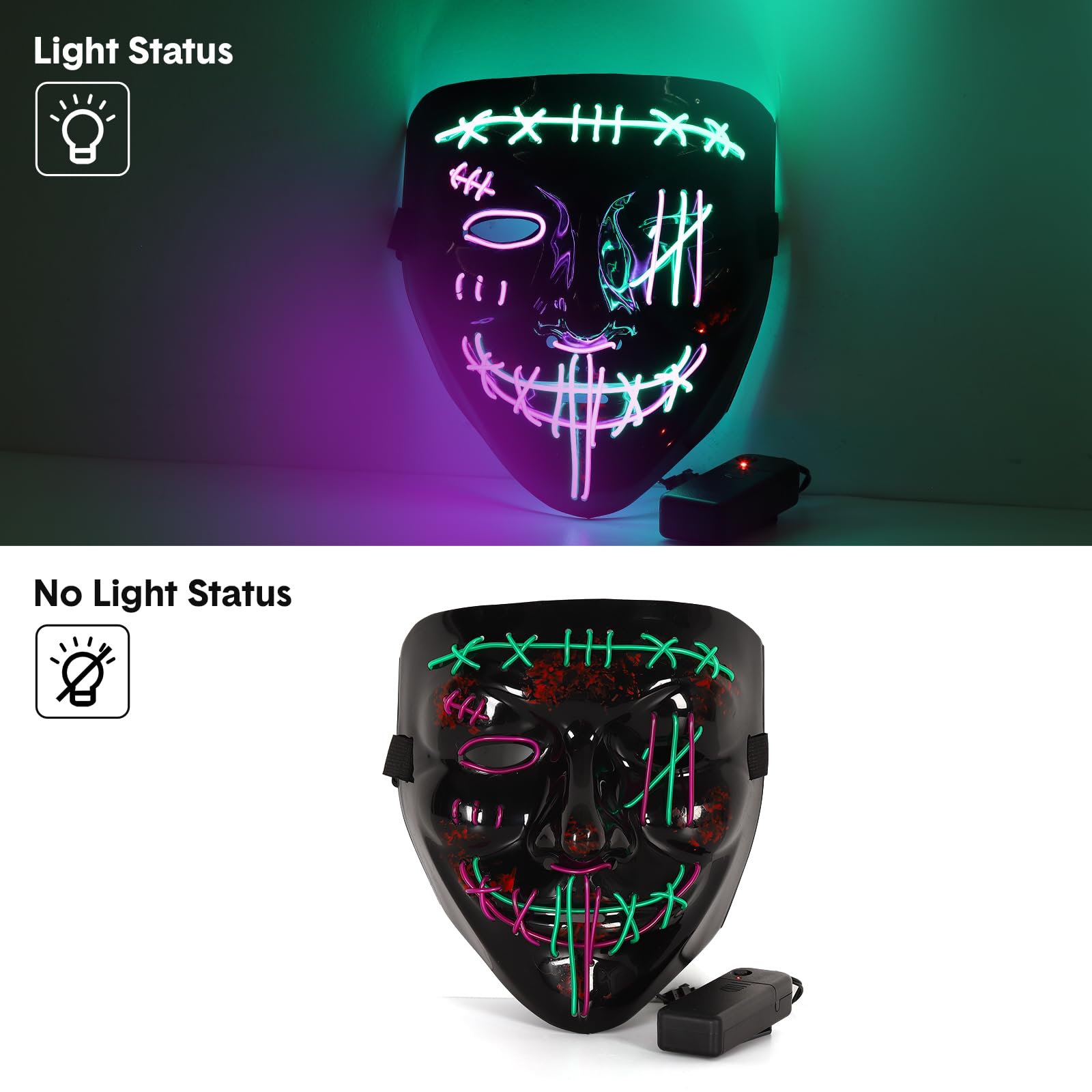 3個セット ハロウィン 怖いマスク LEDマスク LEDパー - Led Purge Mask Halloween のレビューと価格