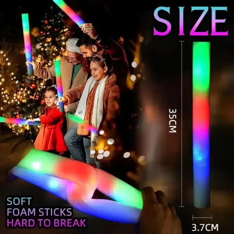 30本入りフォームグロースティック、3つのモード搭載、カラフ - Flashing Led Foam Sticks Party のレビューと価格