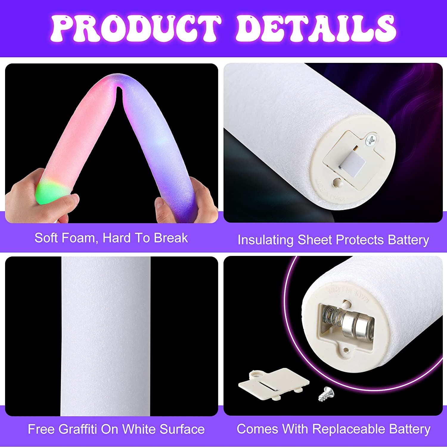 結婚式やクリスマスパーティー用のLEDフォームスティック,カ - Flashing Led Foam Sticks Party のレビューと価格