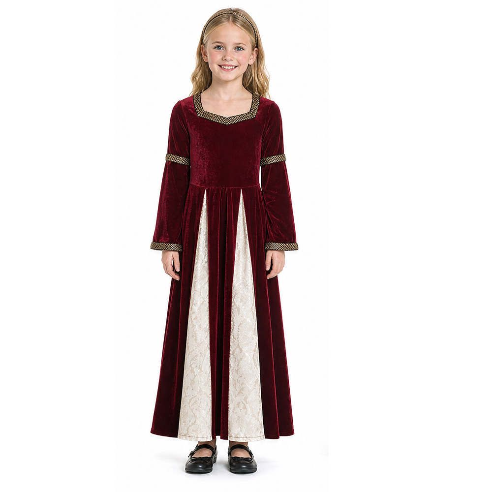中世ルネサンス風ベルベットドレス 女の子用 舞台衣装 ミュー - Medieval Renaissance Dress Women のレビューと価格