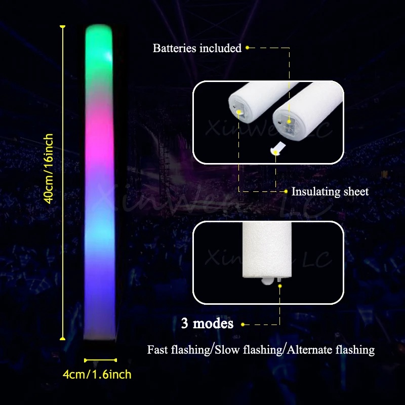 1/15/30個入り カラフルな点滅LEDフォームグローイン - Flashing Led Foam Sticks Party のレビューと価格