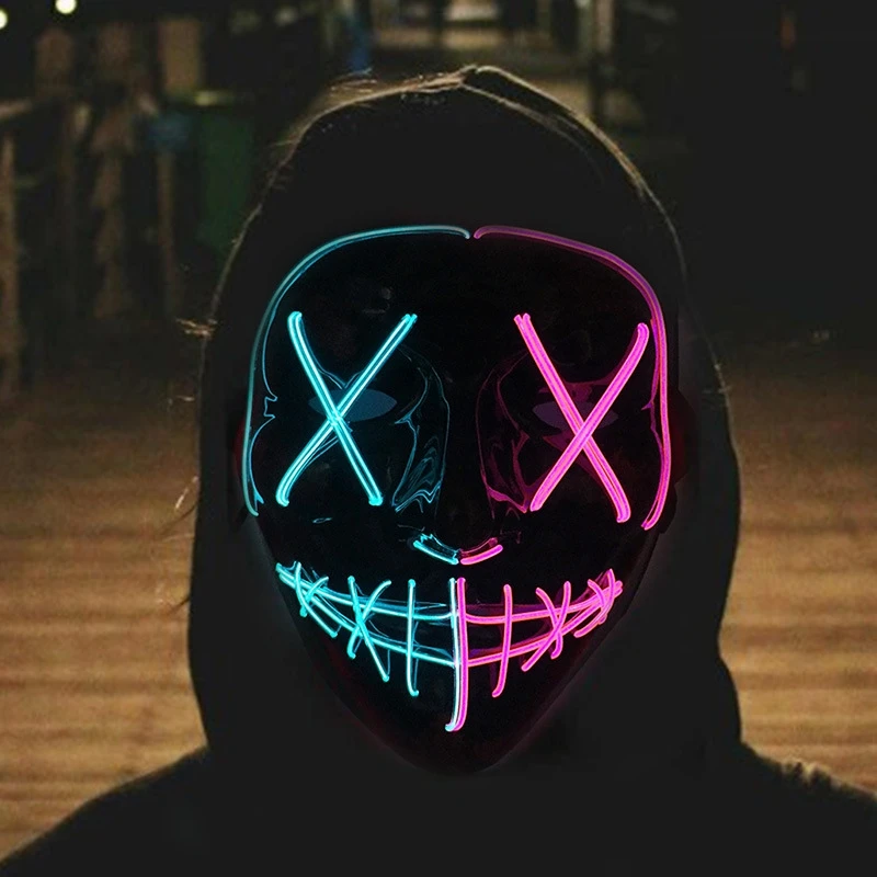 ハロウィーンのキラキラ光るフェイシャルマスク、発光LEDパー - Led Purge Mask Halloween のレビューと価格