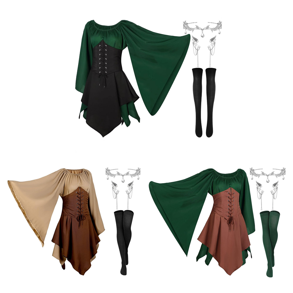コスプレ エルフ 中世 ロールプレイ コスチューム ルネッサ - Medieval Renaissance Dress Women のレビューと価格
