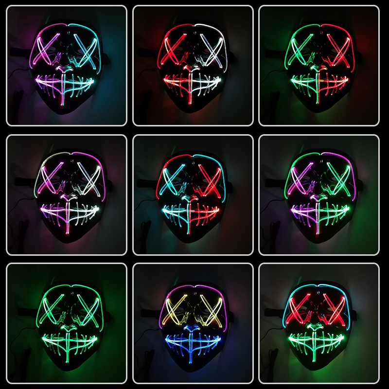 ジェスチャーコントロールLEDマスク 光るハロウィンパージマ - Led Purge Mask Halloween のレビューと価格