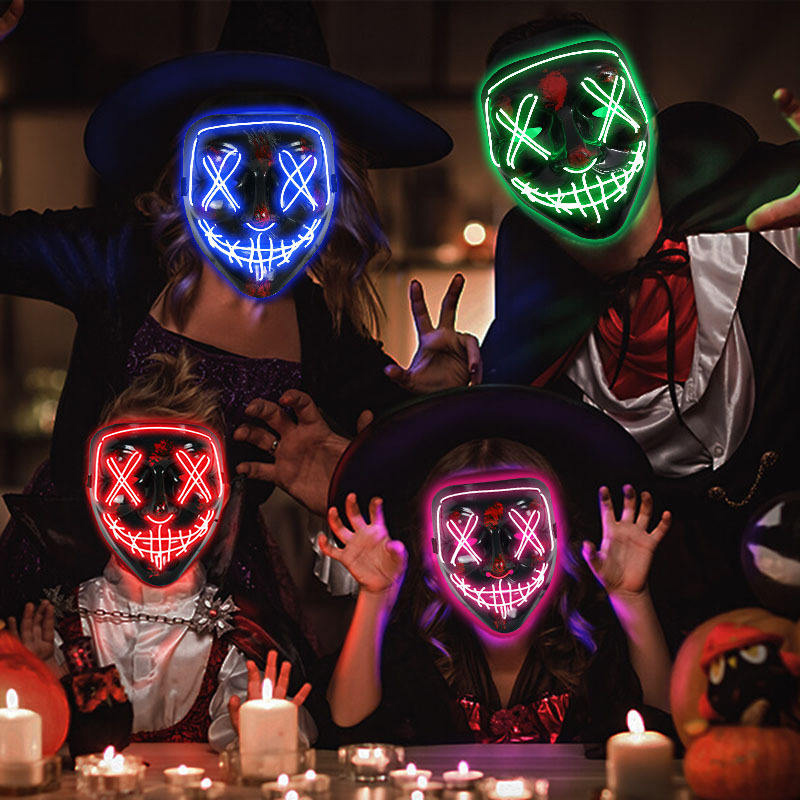 怖いハロウィンコスプレライトアップパージマスクハロウィン仮面 - Led Purge Mask Halloween のレビューと価格