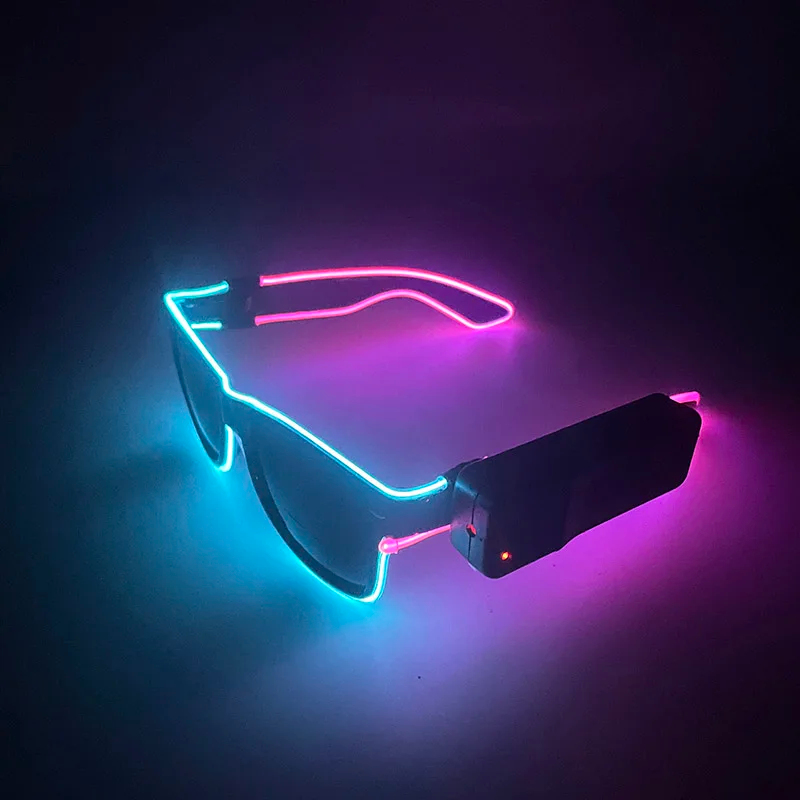 新しいクールなワイヤレス発光LEDライトアップメガネ、光るネ - Glow In The Dark Party Glasses のレビューと価格
