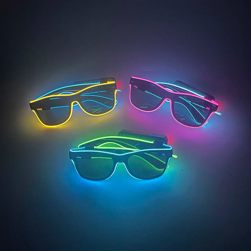 新しいクールなワイヤレス発光LEDライトアップメガネ、光るネ - Glow In The Dark Party Glasses のレビューと価格