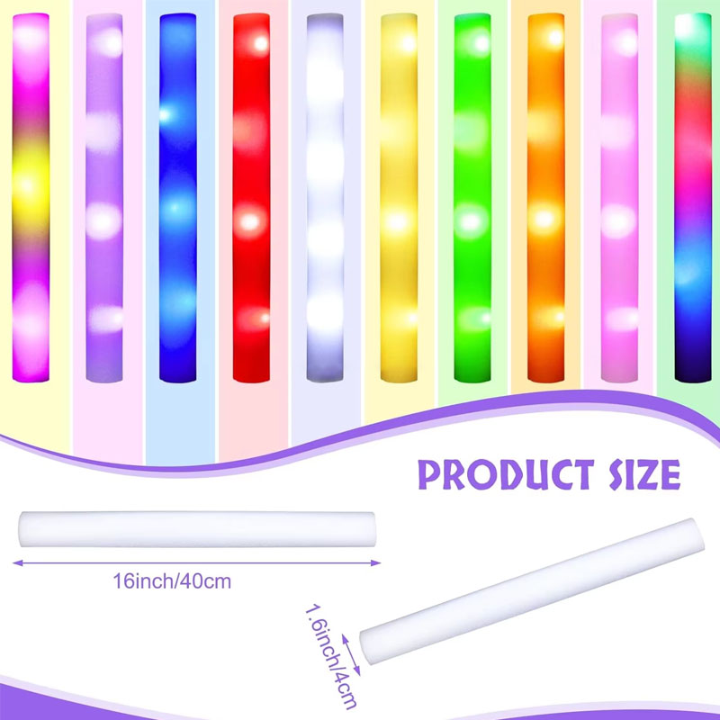 20個入りフォームグロー スティック カラフルLED点滅グロ - Flashing Led Foam Sticks Party のレビューと価格