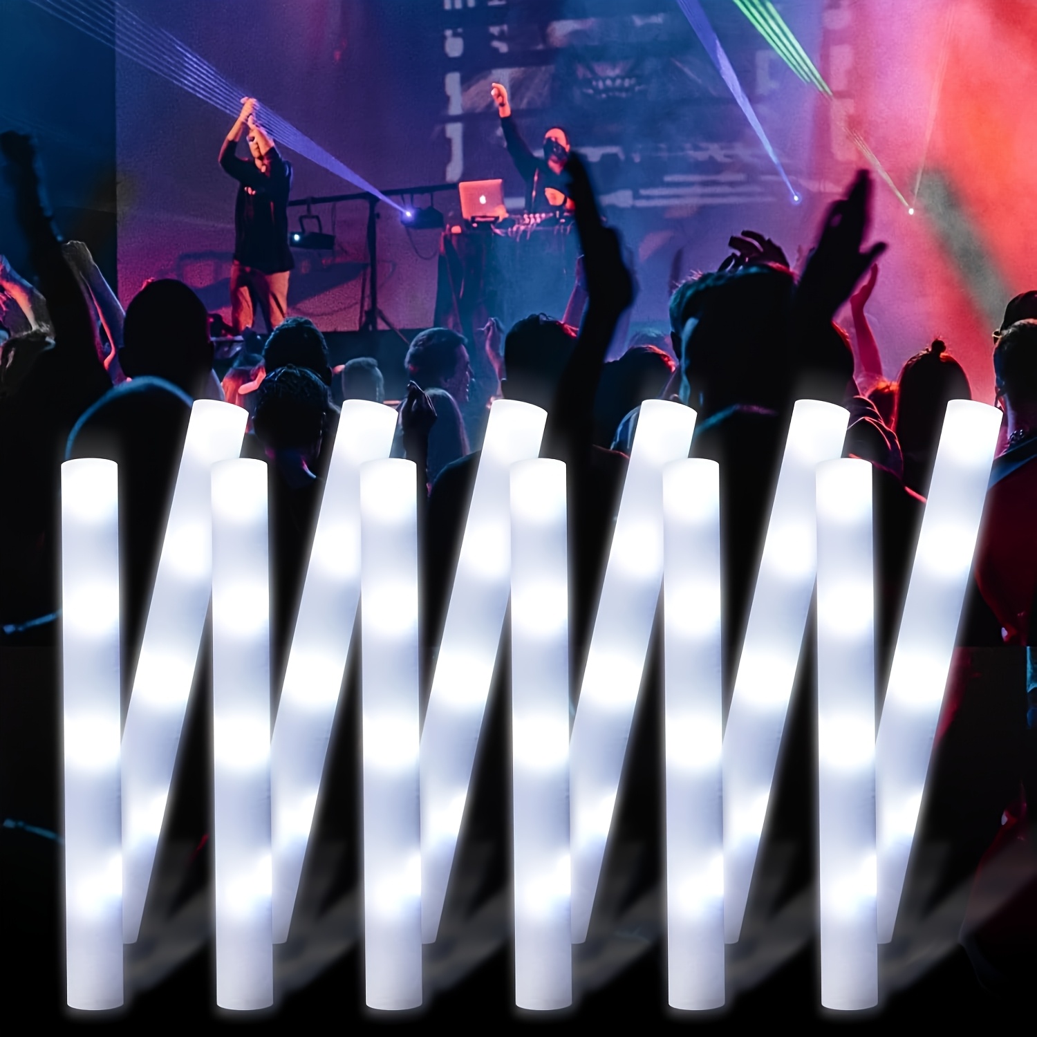 30本入り LEDホワイトフォームグロースティック 3モード - Flashing Led Foam Sticks Party のレビューと価格