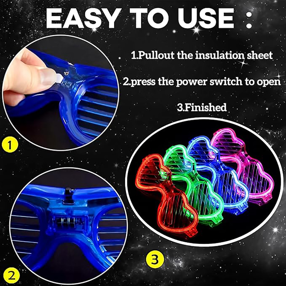 5/10/20/30/50 バルクライトアップメガネハート型 - Glow In The Dark Party Glasses のレビューと価格