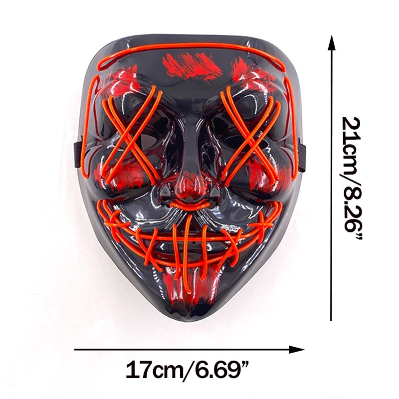 ワイヤレスネオンLEDパージマスクマルチグローホラーフェイス - Led Purge Mask Halloween のレビューと価格