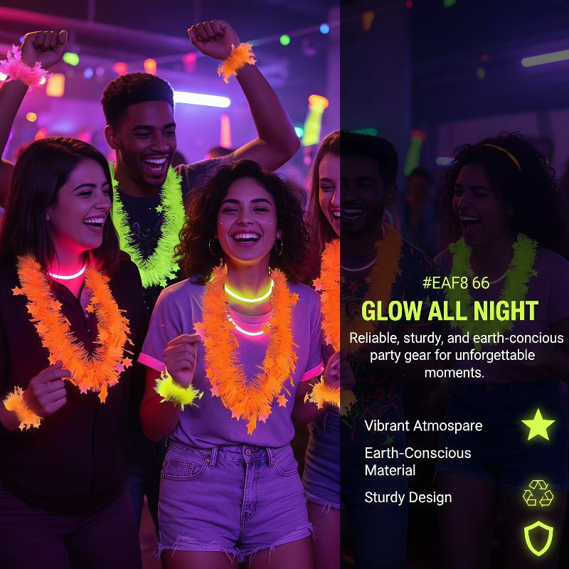 ネオングロースターレイセット UV反応ハワイアンレイとブレス - Glow In The Dark Party Glasses のレビューと価格