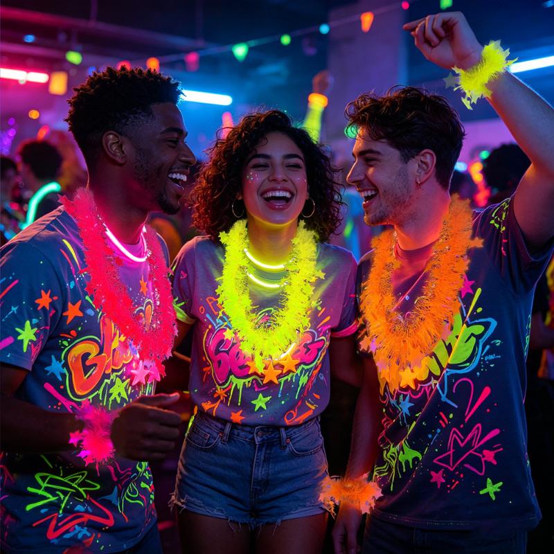 ネオングロースターレイセット UV反応ハワイアンレイとブレス - Glow In The Dark Party Glasses のレビューと価格
