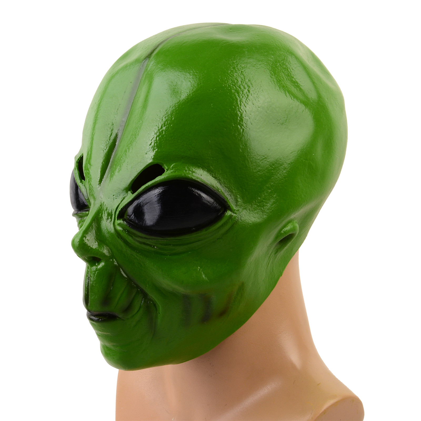 リアルなラテックス製グリーンエイリアンヘッドマスク1個、ハロ - Latex Alien Mask Realistic のレビューと価格