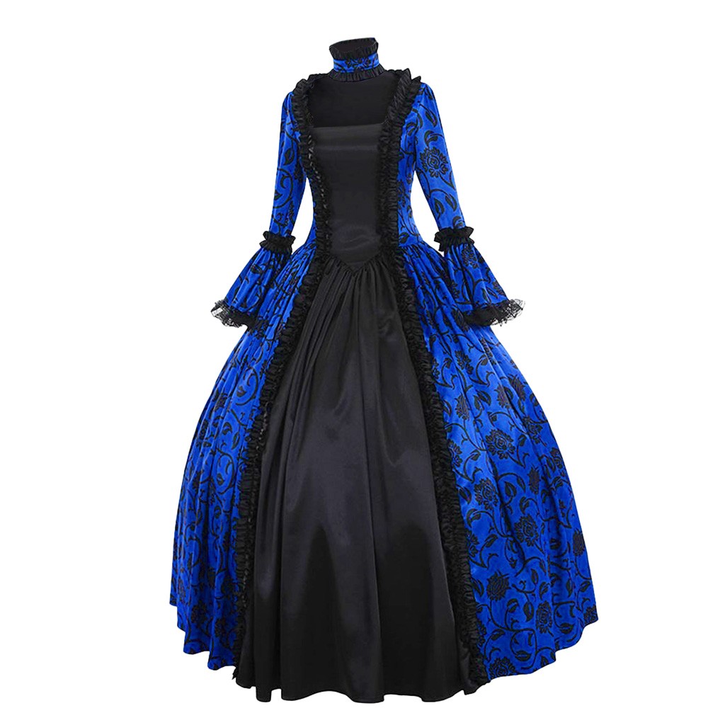 女性ヴィンテージ絶妙なドレスゴシックレトロ花柄ボールガウンド - Medieval Renaissance Dress Women のレビューと価格