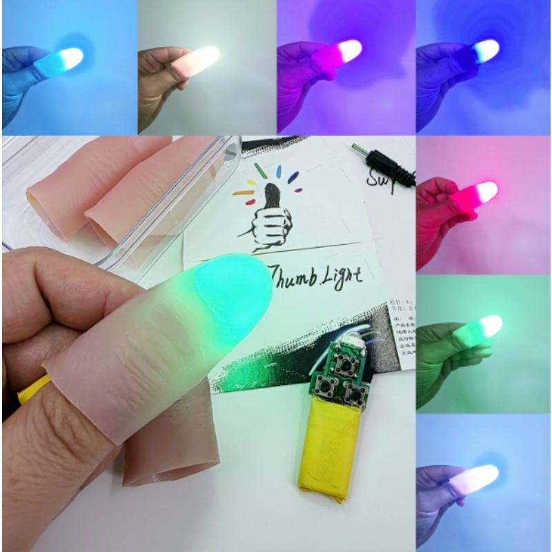 7色ライトペアセット充電式ブリリアントマジックライトマジック - Thumb Tip Magic Trick Set のレビューと価格