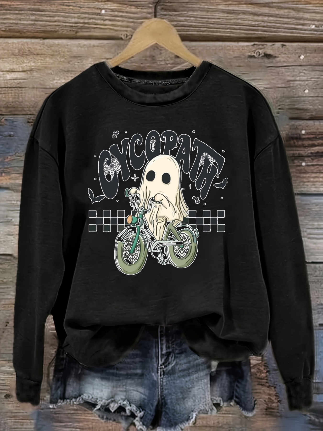 レディースカジュアル長袖クルーネックTシャツ、ゴーストライデ - Costumes のレビューと価格