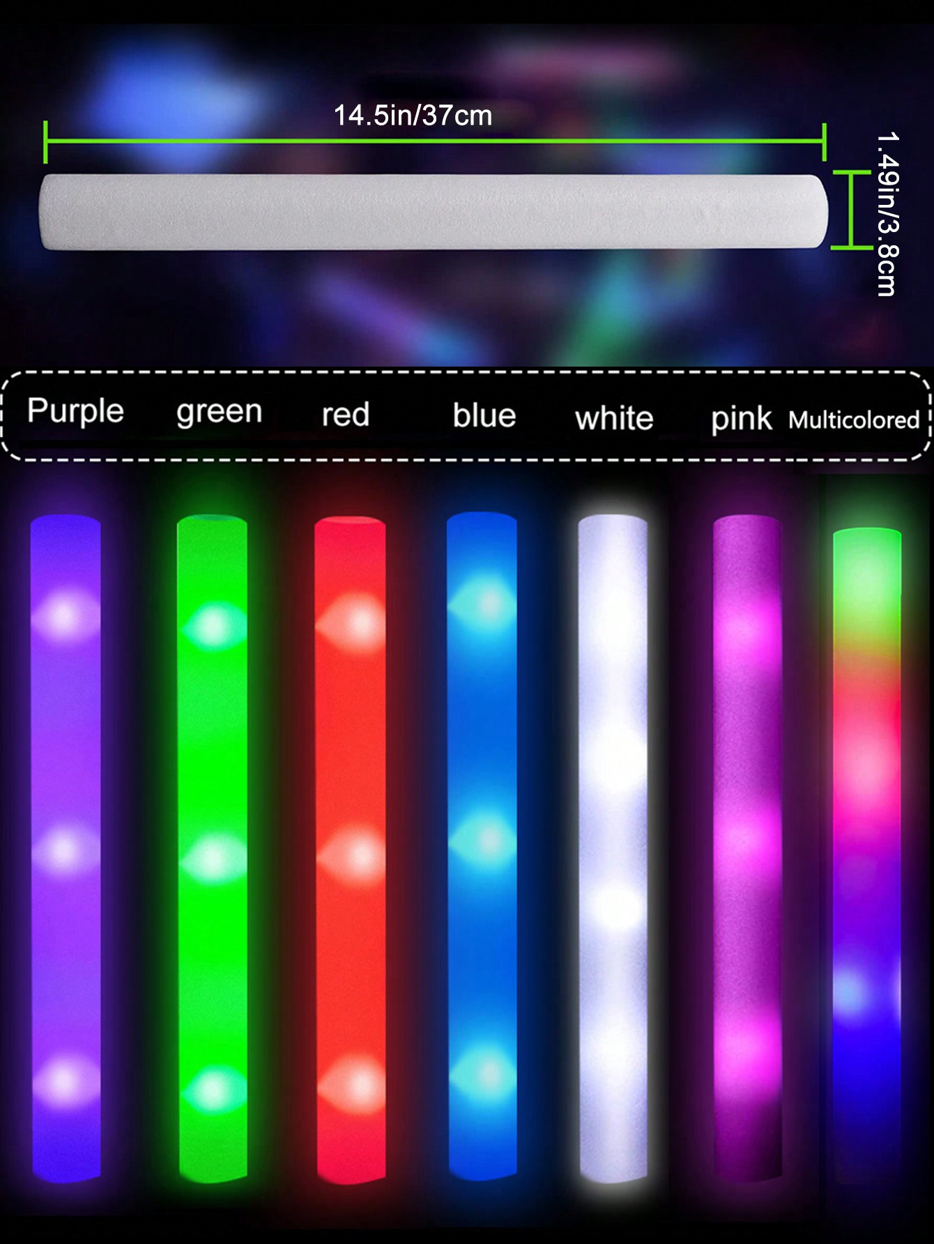 LEDフォームグロースティック、チアチューブ、結婚式のバトン - Flashing Led Foam Sticks Party のレビューと価格
