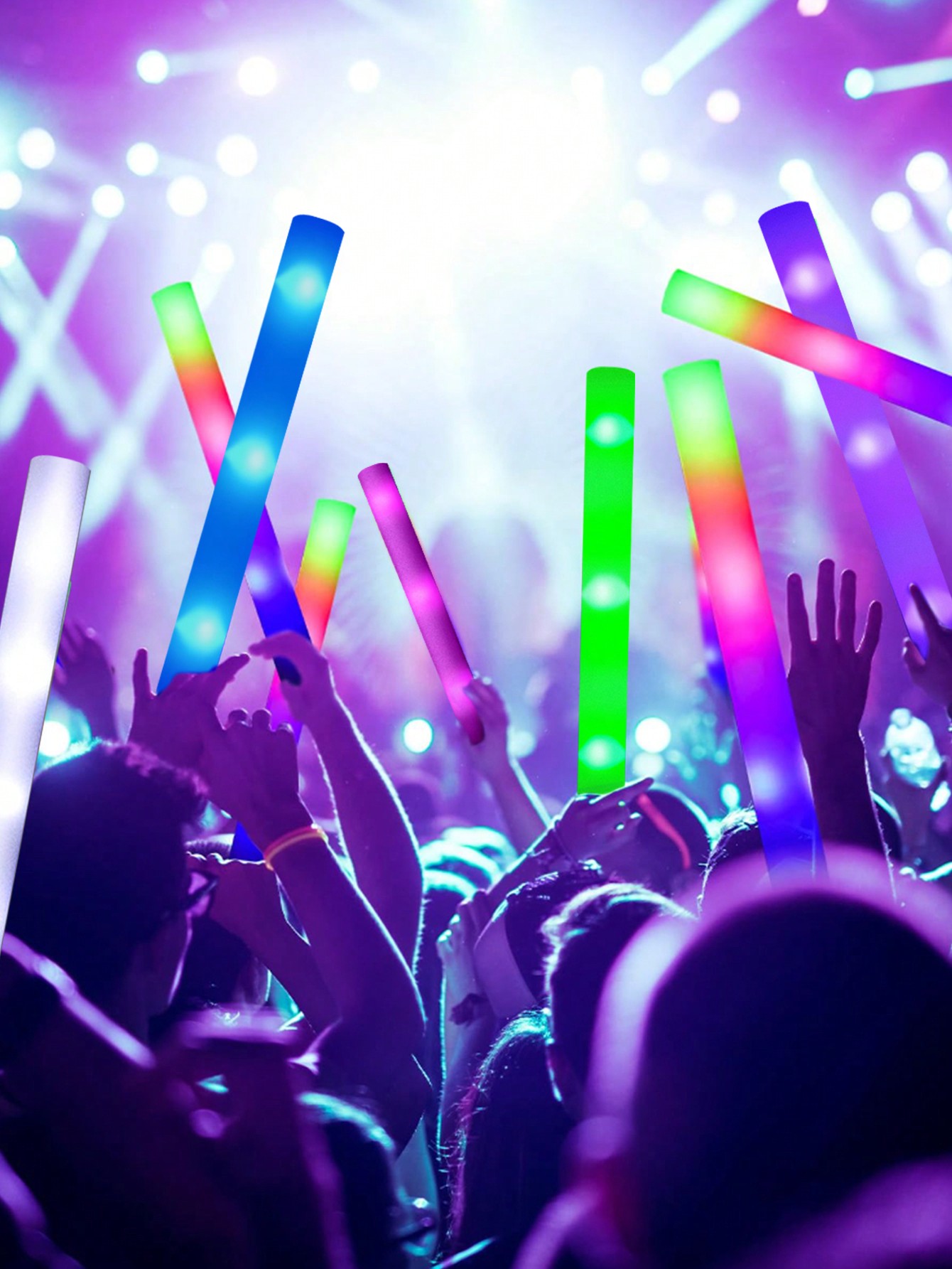 LEDフォームグロースティック、チアチューブ、結婚式のバトン - Flashing Led Foam Sticks Party のレビューと価格