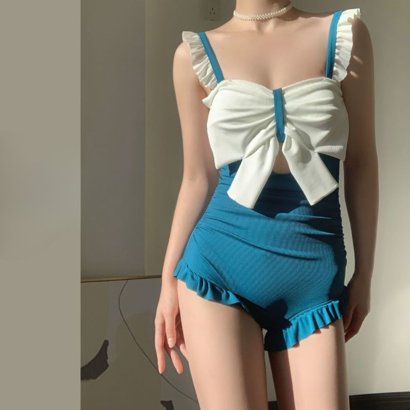 かわいい蝶結びディテール水着レディースエレガントな背中の開い - Costumes のレビューと価格