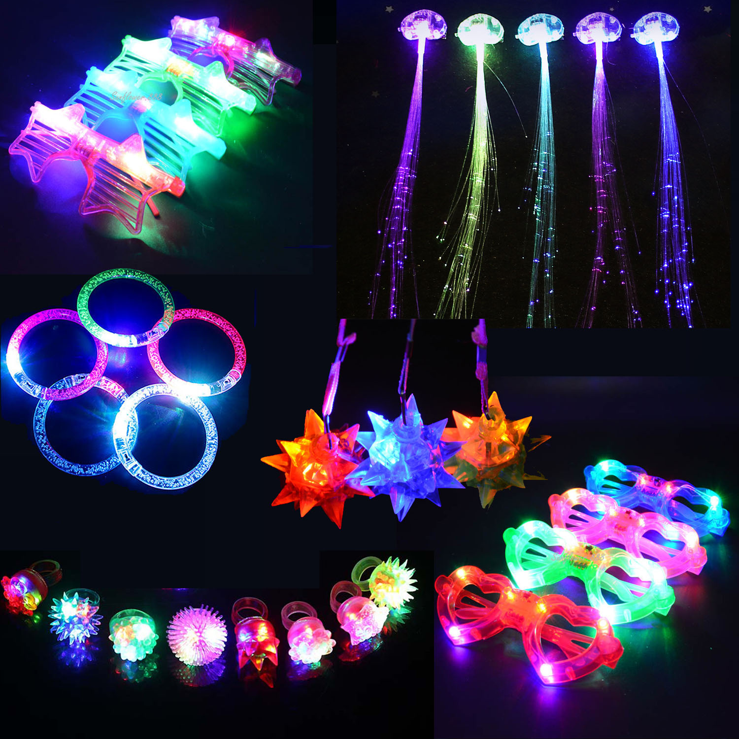 明るいパーティーのおもちゃセット,子供用,点滅リング,バブル - Glow In The Dark Party Glasses のレビューと価格