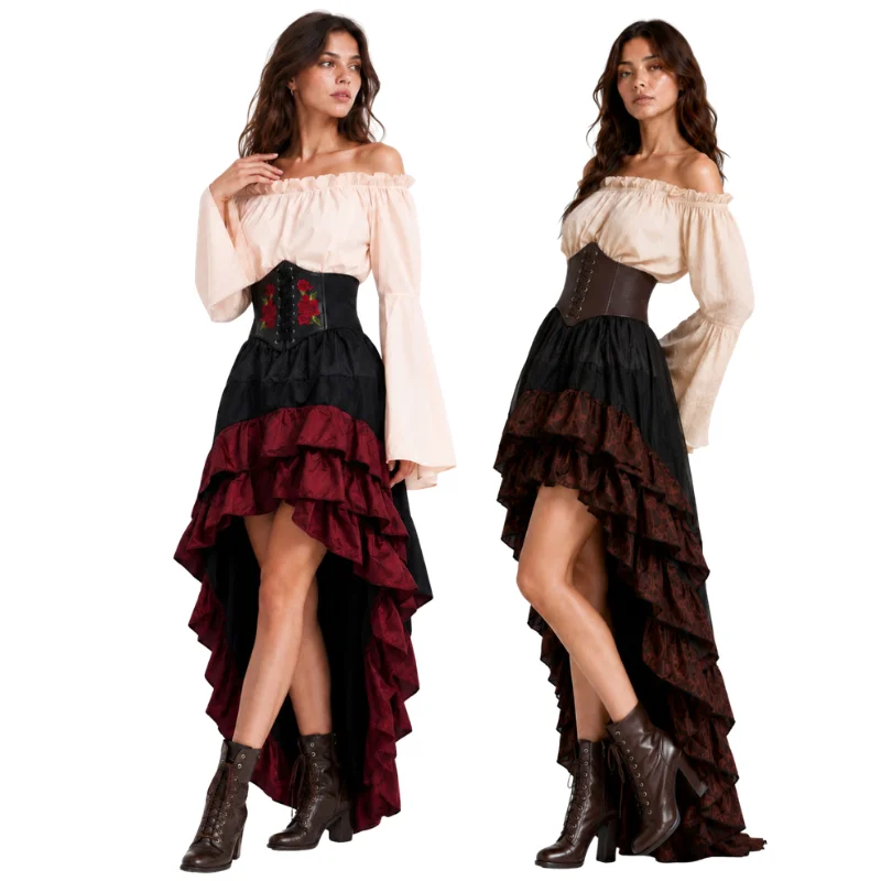 ハロウィン中世レトロ海賊ドレス キャプテン ラッフルウエスト - Medieval Renaissance Dress Women のレビューと価格