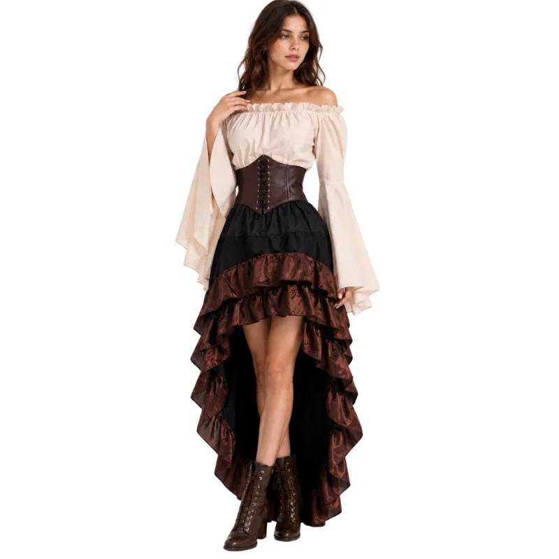ハロウィン中世レトロ海賊ドレス キャプテン ラッフルウエスト - Medieval Renaissance Dress Women のレビューと価格