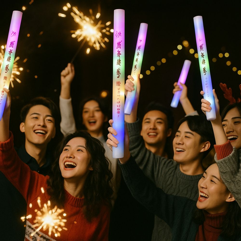 雰囲気演出用カラフルスポンジグロースティック 2026年新年 - Flashing Led Foam Sticks Party のレビューと価格