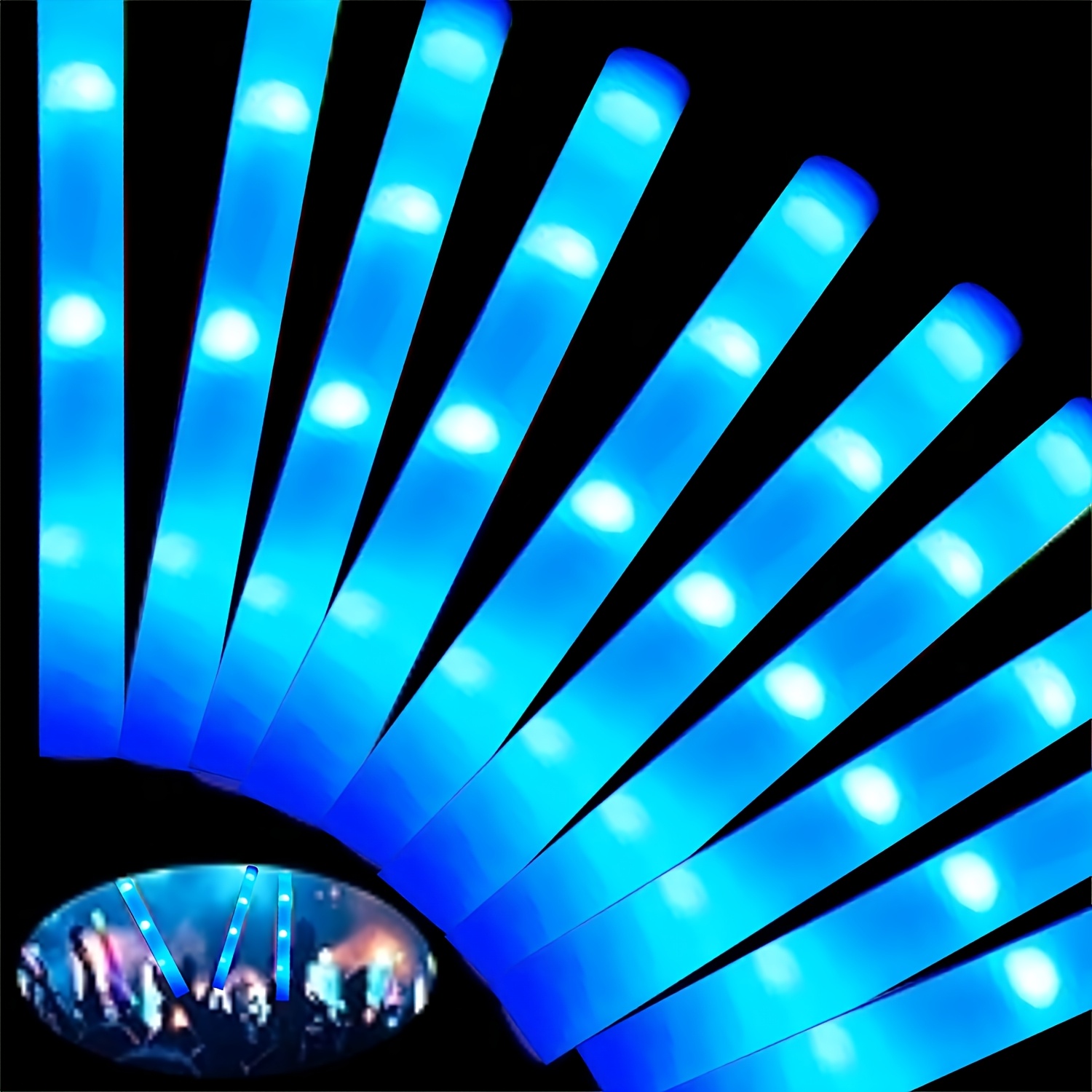 30本入り ブルーLEDライトアップフォームスティック グロ - Flashing Led Foam Sticks Party のレビューと価格
