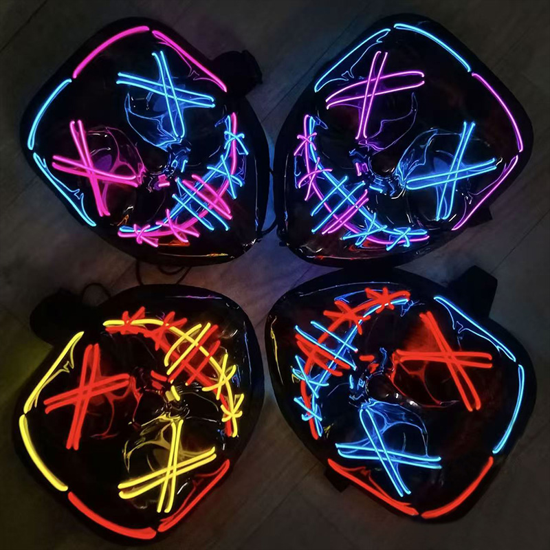 怖いワイヤレス発光LEDパージマスク ライトアップハロウィン - Led Purge Mask Halloween のレビューと価格