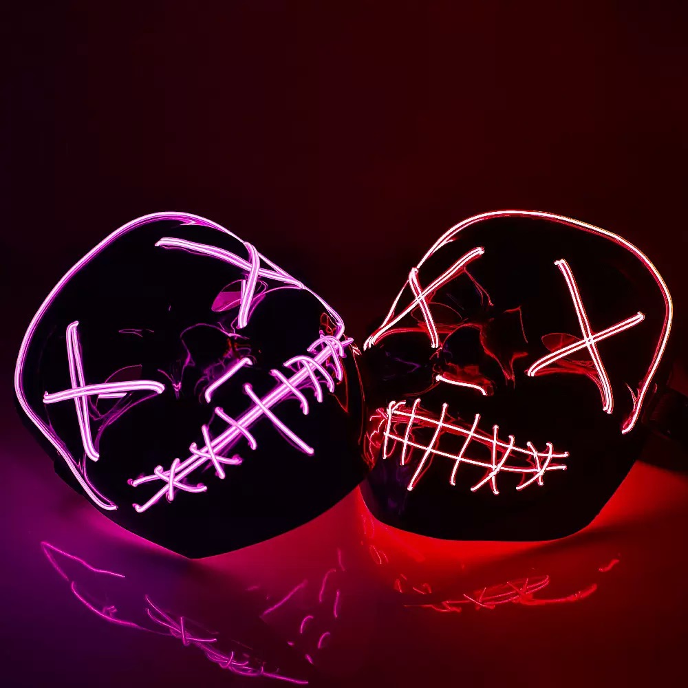 怖いワイヤレス発光LEDパージマスク ライトアップハロウィン - Led Purge Mask Halloween のレビューと価格