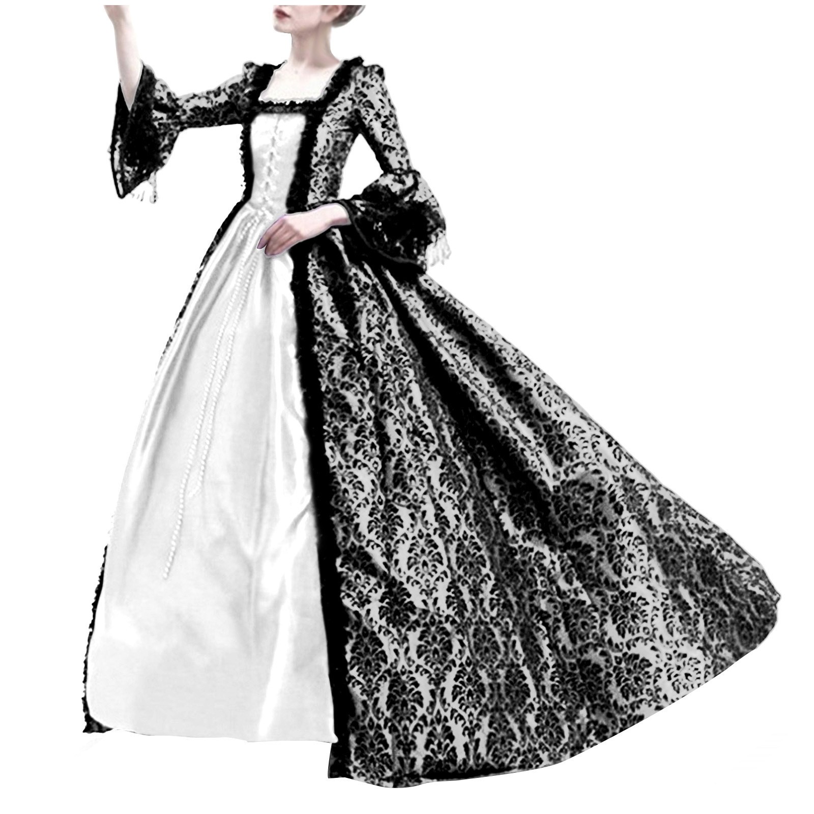 ハロウィンコスプレパレス女性用レーストランペットスリーブ中世 - Medieval Renaissance Dress Women のレビューと価格