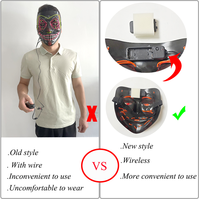 5個入り 卸売 怖いハロウィン レイブパーティーマスク LE - Led Purge Mask Halloween のレビューと価格