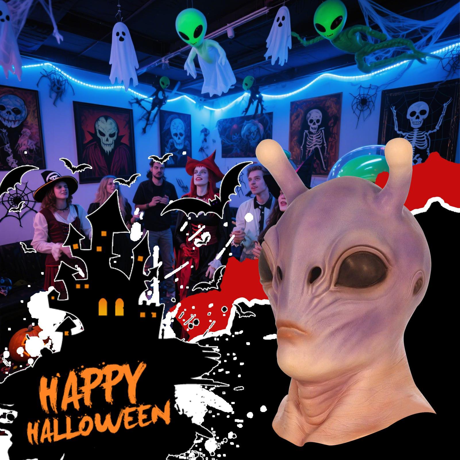 全頭リアルなハロウィンエイリアンマスクコスプレホラーUFOス - Latex Alien Mask Realistic のレビューと価格